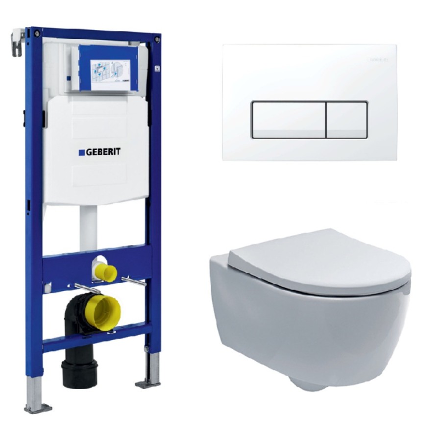 Инсталляция Geberit с безободковым унитазом Geberit iCon Rimfree 204060000, сиденье микролифт, комплект 332844