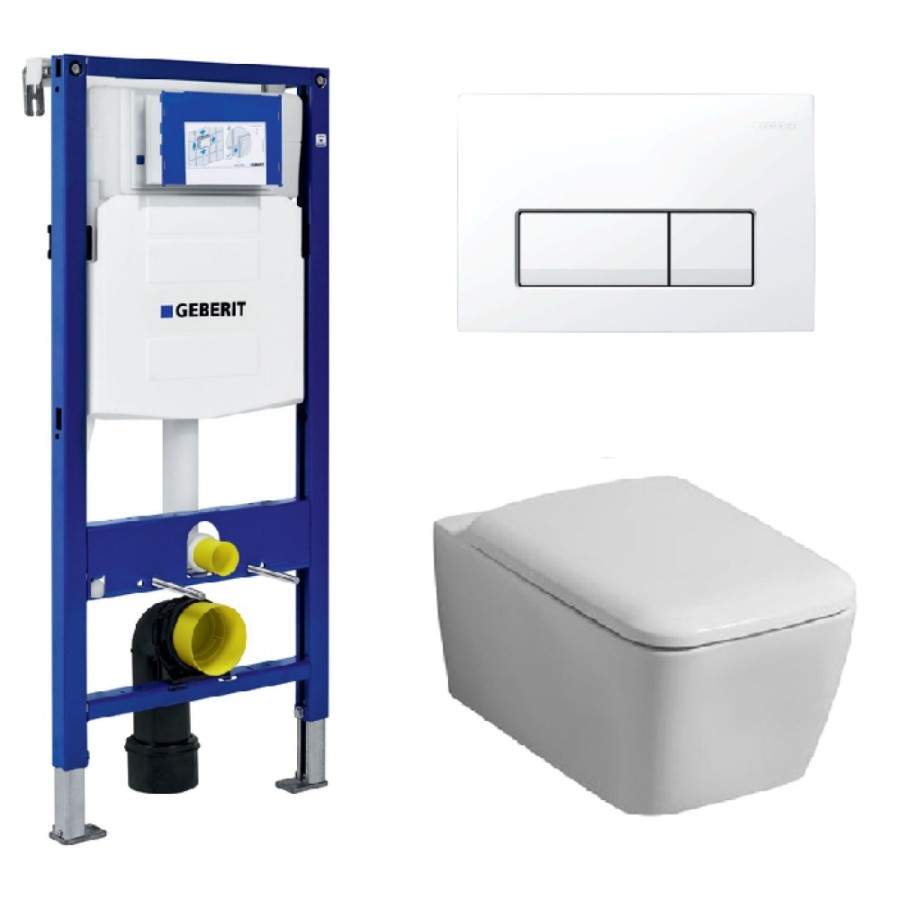 Инсталляция Geberit с безободковым унитазом Geberit IT! 201950000 Rimfree, сиденье микролифт, комплект 332778