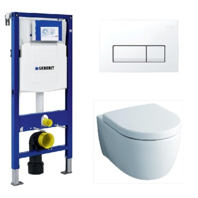 Инсталляция Geberit с безободковым унитазом Geberit iCon Rimfree 204060000, сиденье микролифт, комплект 332845