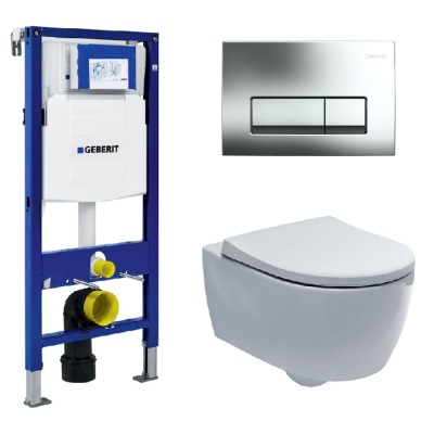 Инсталляция Geberit с безободковым унитазом Geberit iCon Rimfree 204060000, сиденье микролифт, комплект 332851