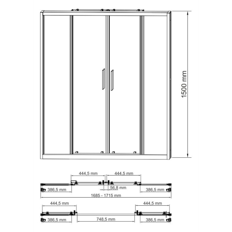 Душевая шторка на ванну WasserKraft 45S02-170, двустворчатая, 170 х 150 см
