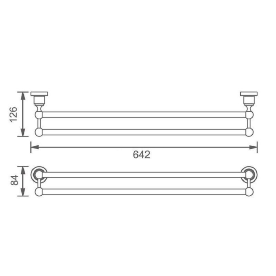 Полотенцедержатель двухрядный Aquanet 4624D, 60 см, золото (189279)