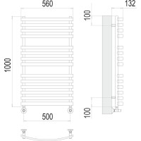 Полотенцесушитель водяной Terminus Капри 4670078530646, П14 500х1000, ширина 50 см, высота 100 см, хром