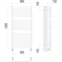 Полотенцесушитель водяной Terminus Капри П17 500х1200, ширина 50 см, высота 120 см, нижнее подключение 50 см, цвет хром