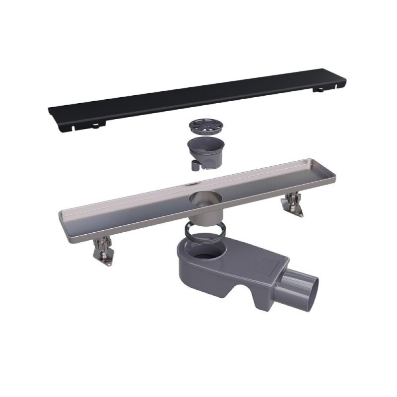 Дренажный канал RGW Shower Drain SDR-20B, 80 см, решетка черная, 47212080-04