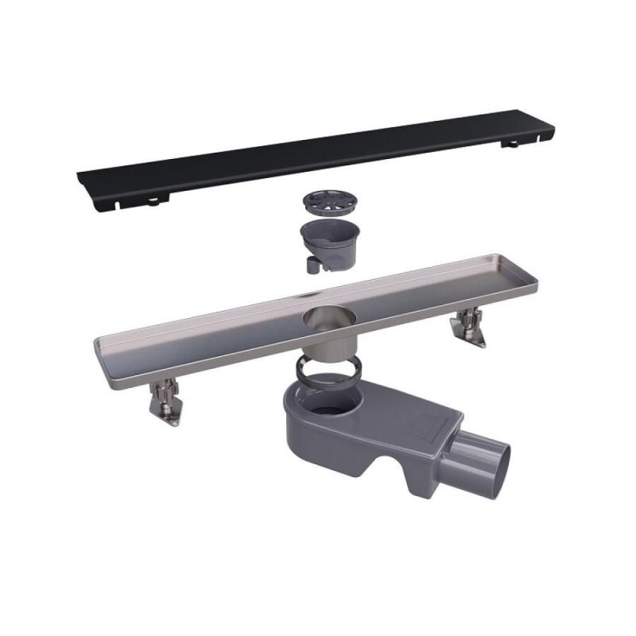 Дренажный канал RGW Shower Drain SDR-20B, 80 см, решетка черная, 47212080-04