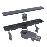 Дренажный канал RGW Shower Drain SDR-22B, 40 см, решетка под плитку черная, 47212240-04