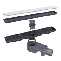 Дренажный канал RGW Shower Drain SDR-22B, 40 см, решетка под плитку черная, 47212240-04