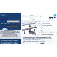 Дренажный канал RGW Shower Drain SDR-22B, 40 см, решетка под плитку черная, 47212240-04