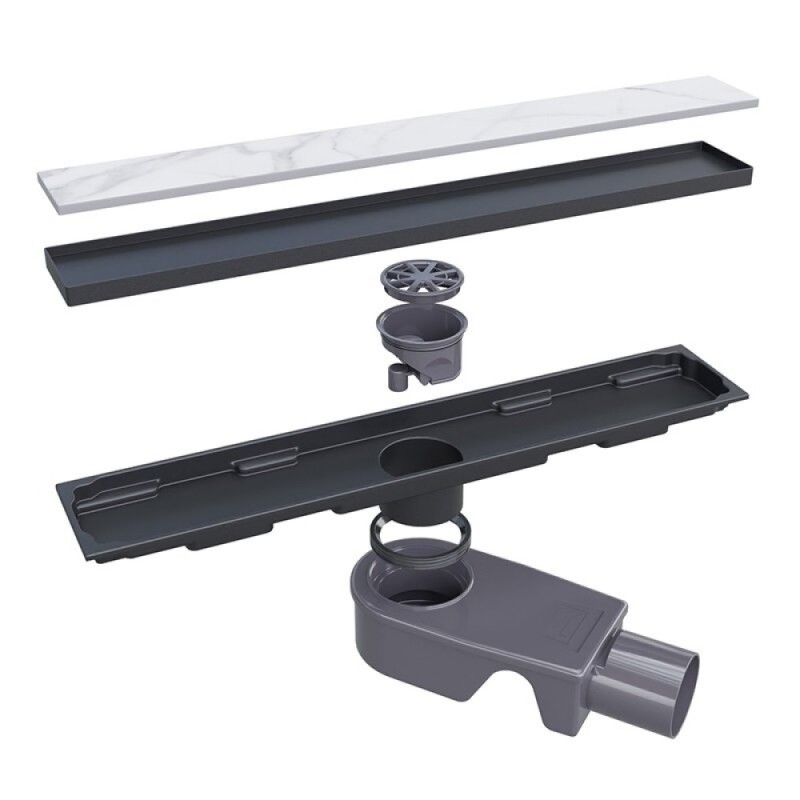 Дренажный канал RGW Shower Drain SDR-22B, 60 см, решетка под плитку черная, 47212260-04