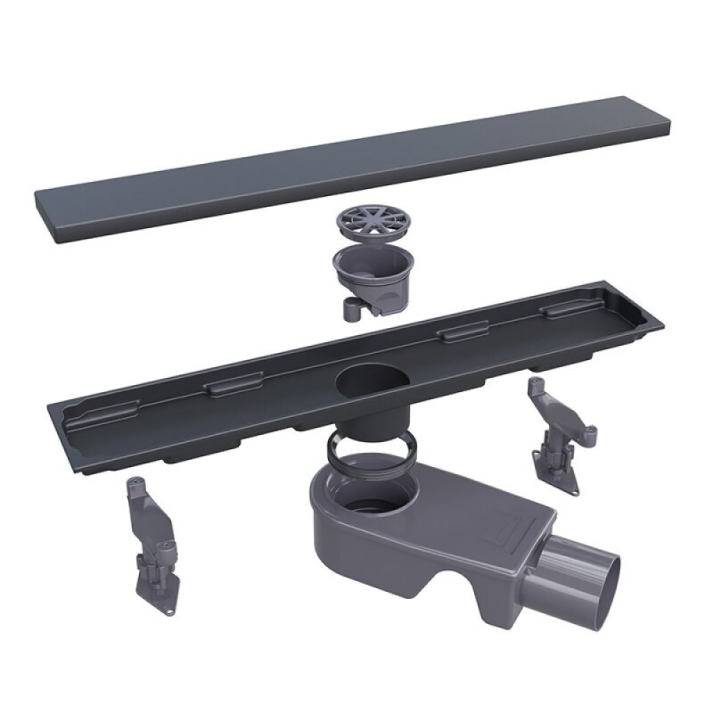 Дренажный канал RGW Shower Drain SDR-22B, 60 см, решетка под плитку черная, 47212260-04