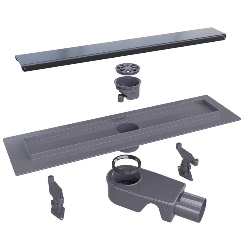 Дренажный канал RGW Shower Drain SDR-31B, 40 см, решетка черная, 47213140-04