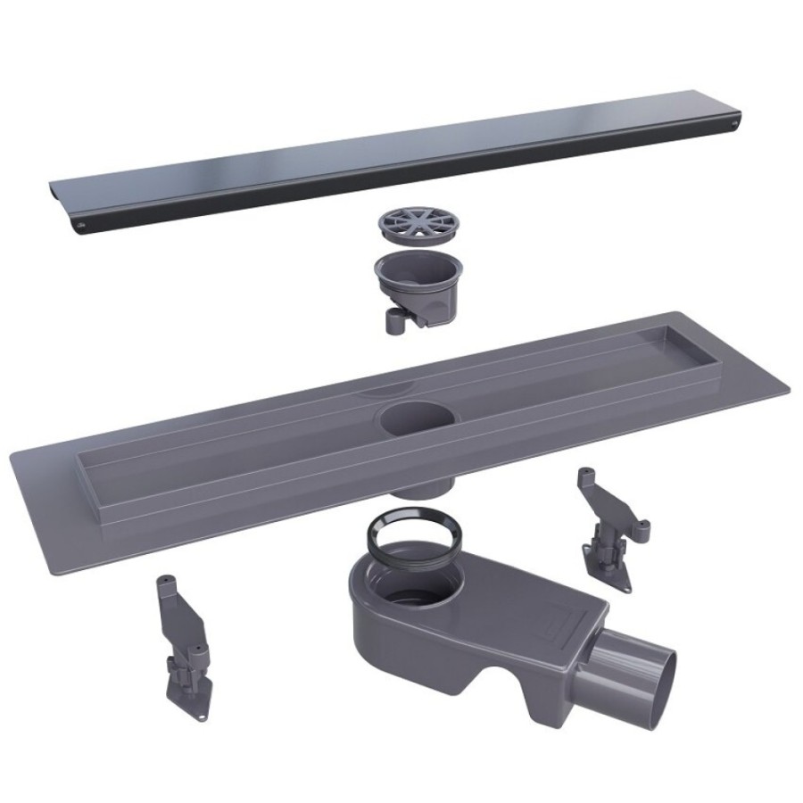 Дренажный канал RGW Shower Drain SDR-31B, 60 см, решетка черная, 47213160-04