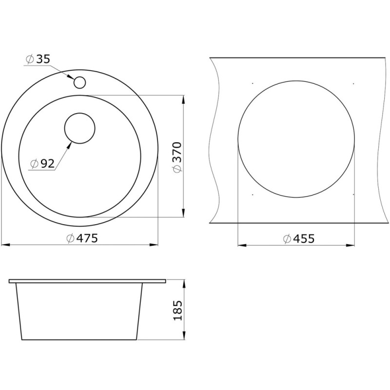 Кухонная мойка Granula GR-4801 4801bg, графит