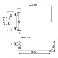 Смеситель WasserKRAFT Berkel 4822L Thermo, термостатический, для ванны и душа, хром