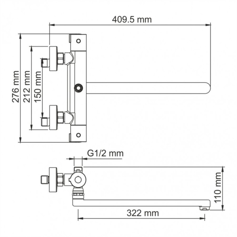 Смеситель WasserKRAFT Berkel 4822L Thermo, термостатический, для ванны и душа, хром