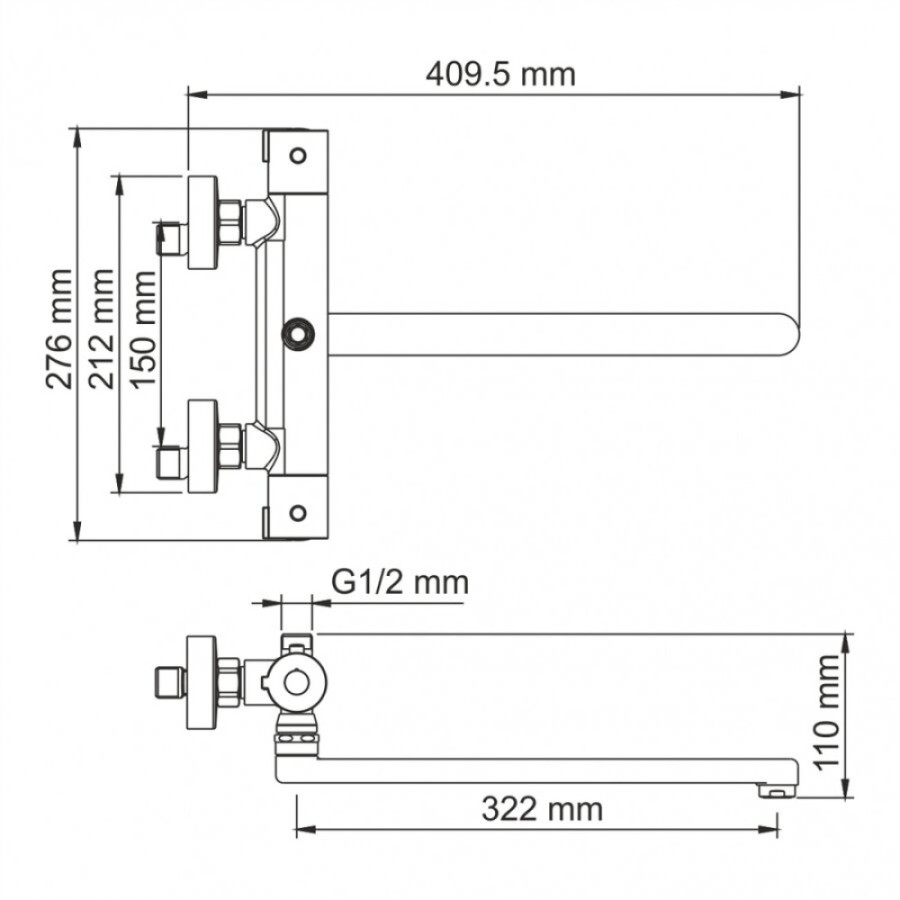 Смеситель WasserKRAFT Berkel 4822L Thermo, термостатический, для ванны и душа, хром