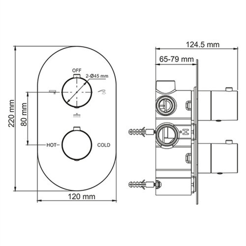 Смеситель скрытого монтажа WasserKRAFT Berkel 4844 Thermo, термостатический, для ванны и душа, хром