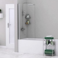 Стеклянная шторка на ванну WasserKraft 48P01-80, распашная, одностворчатая