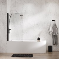 Стеклянная шторка на ванну WasserKraft 48P01-80B, распашная, одностворчатая