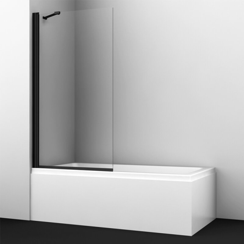 Стеклянная шторка на ванну WasserKraft 48P01-80 Black Fixed