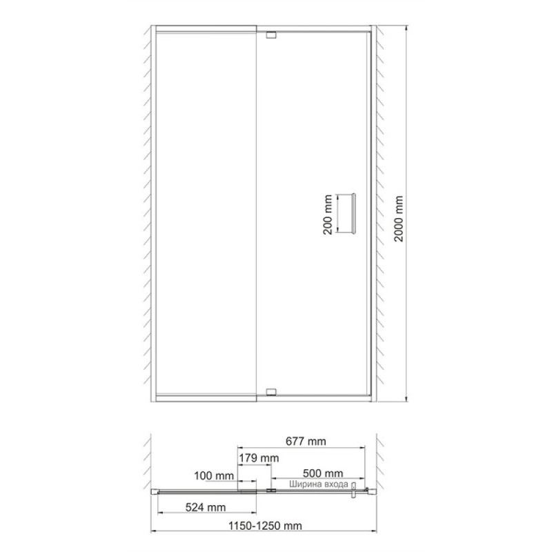 Душевая дверь WasserKRAFT 48P05 120 х 200 см