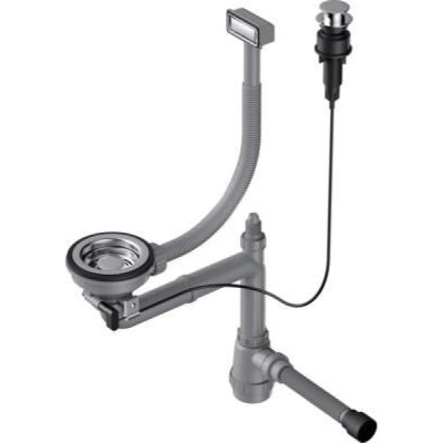 Арматура для одночашевых моек Omoikiri WK-1-IN-A 4956468 с прямоугольным переливом, нержавеющая сталь