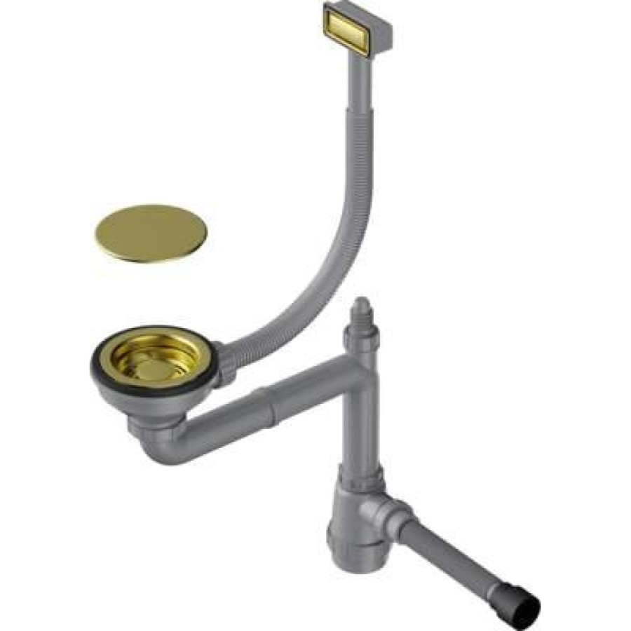 Арматура для одночашевых моек Omoikiri WK-1C-LG 4956473 с прямоугольным переливом, светлое золото
