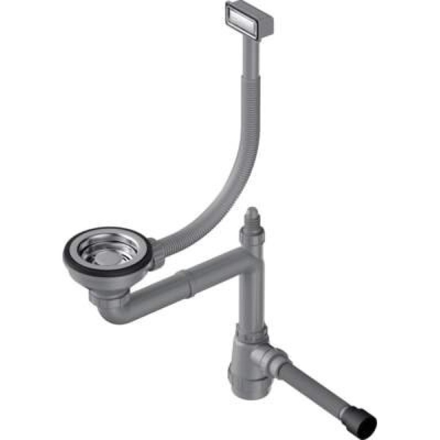 Арматура для одночашевых моек Omoikiri WK-1-IN 4956482 с прямоугольным переливом и декоративной решеткой, нержавеющая сталь