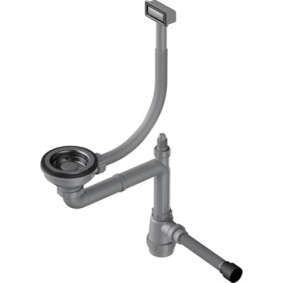 Арматура для одночашевых моек Omoikiri WK-1-GM 4956483 с прямоугольным переливом и декоративной решеткой, воронёная сталь, gunmetal