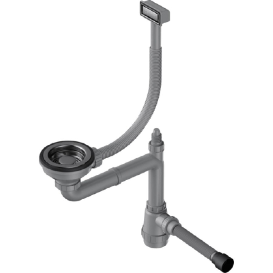 Арматура для одночашевых моек Omoikiri WK-1-GM 4956483 с прямоугольным переливом и декоративной решеткой, воронёная сталь, gunmetal