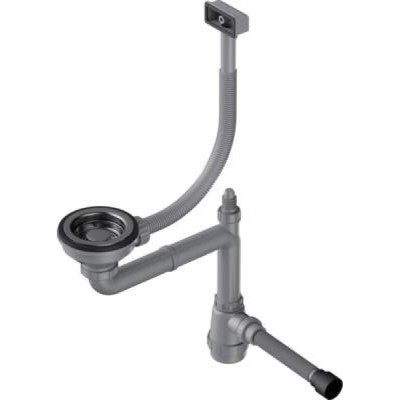 Арматура для одночашевых моек со скрытым переливом Omoikiri WK-1-S-GM 4956492, воронёная сталь, gunmetal