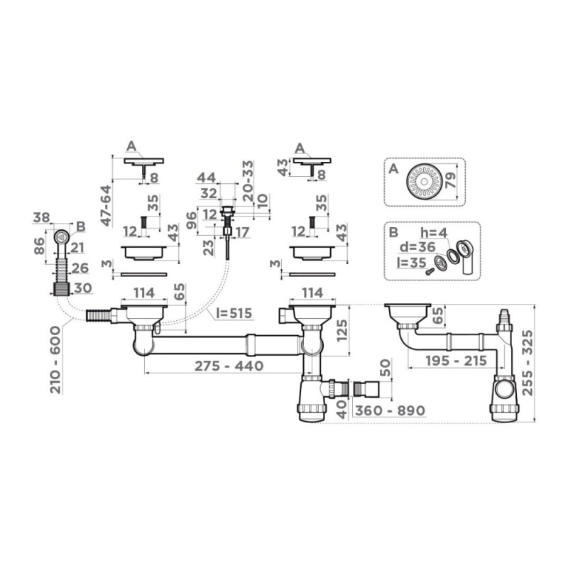 Арматура Omoikiri WK-1.5CL-R-A AB 4957093 для полуторачашевых моек, античная латунь