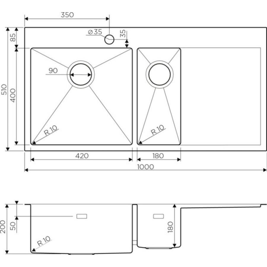 Мойка кухонная Omoikiri Akisame 100-2-LG-L 4973089 светлое золото