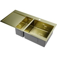 Мойка кухонная Omoikiri Akisame 100-2-R-LG, 4973090, 100 см, крыло слева, цвет светлое золото