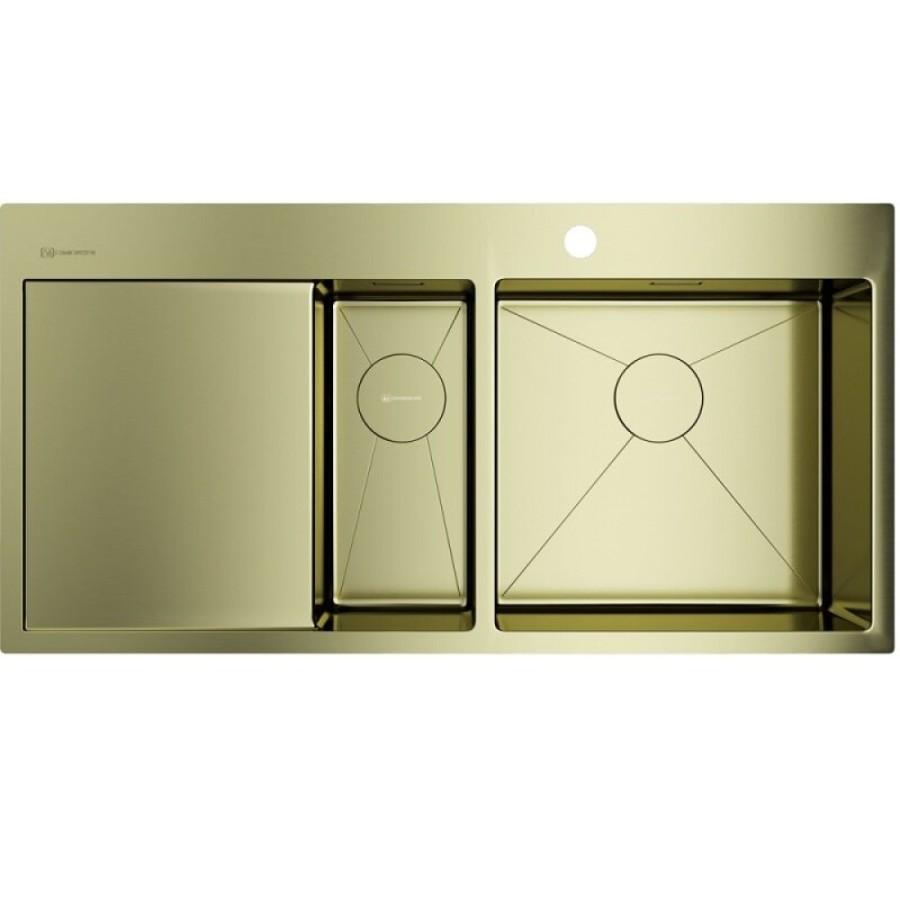 Мойка кухонная Omoikiri Akisame 100-2-R-LG, 4973090, 100 см, крыло слева, цвет светлое золото