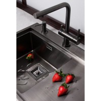 Мойка кухонная Omoikiri Akisame 65-GM-L 4973097, воронёная сталь, gunmetal