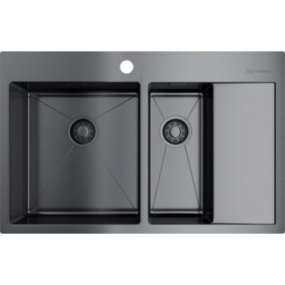 Мойка кухонная Omoikiri Akisame 4973101 78-2-GM-L, воронёная сталь, gunmetal