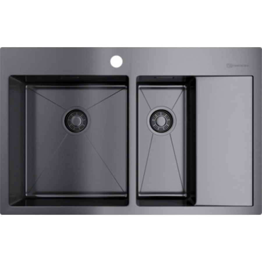 Мойка кухонная Omoikiri Akisame 4973101 78-2-GM-L, воронёная сталь, gunmetal