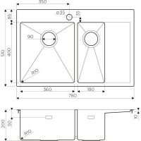 Мойка кухонная Omoikiri Akisame 4973101 78-2-GM-L, воронёная сталь, gunmetal