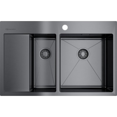 Мойка кухонная Omoikiri Akisame 78-2-GM-R 4973102 воронёная сталь, gunmetal