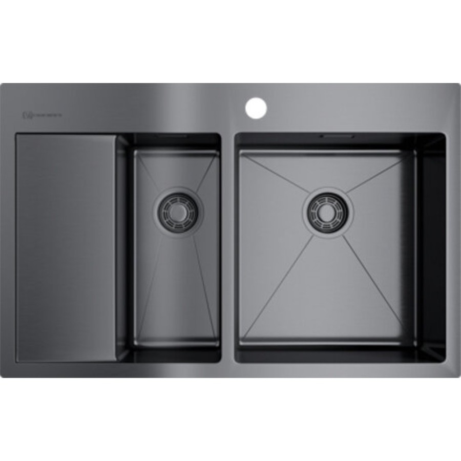 Мойка кухонная Omoikiri Akisame 78-2-GM-R 4973102 воронёная сталь, gunmetal