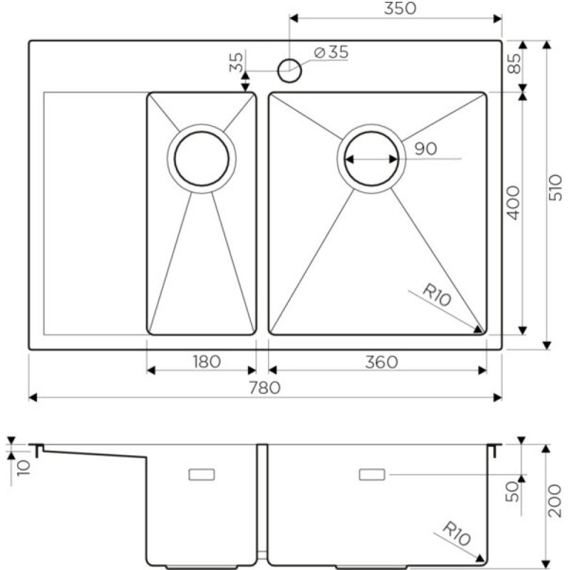 Мойка кухонная Omoikiri Akisame 78-2-GM-R 4973102 воронёная сталь, gunmetal