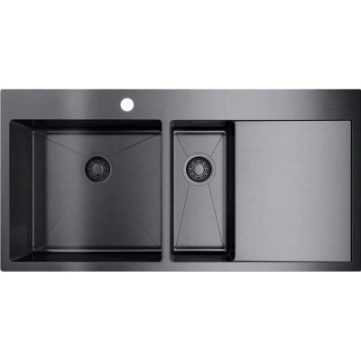 Мойка кухонная Omoikiri Akisame 100-2-GM-L 4973103 воронёная сталь, gunmetal