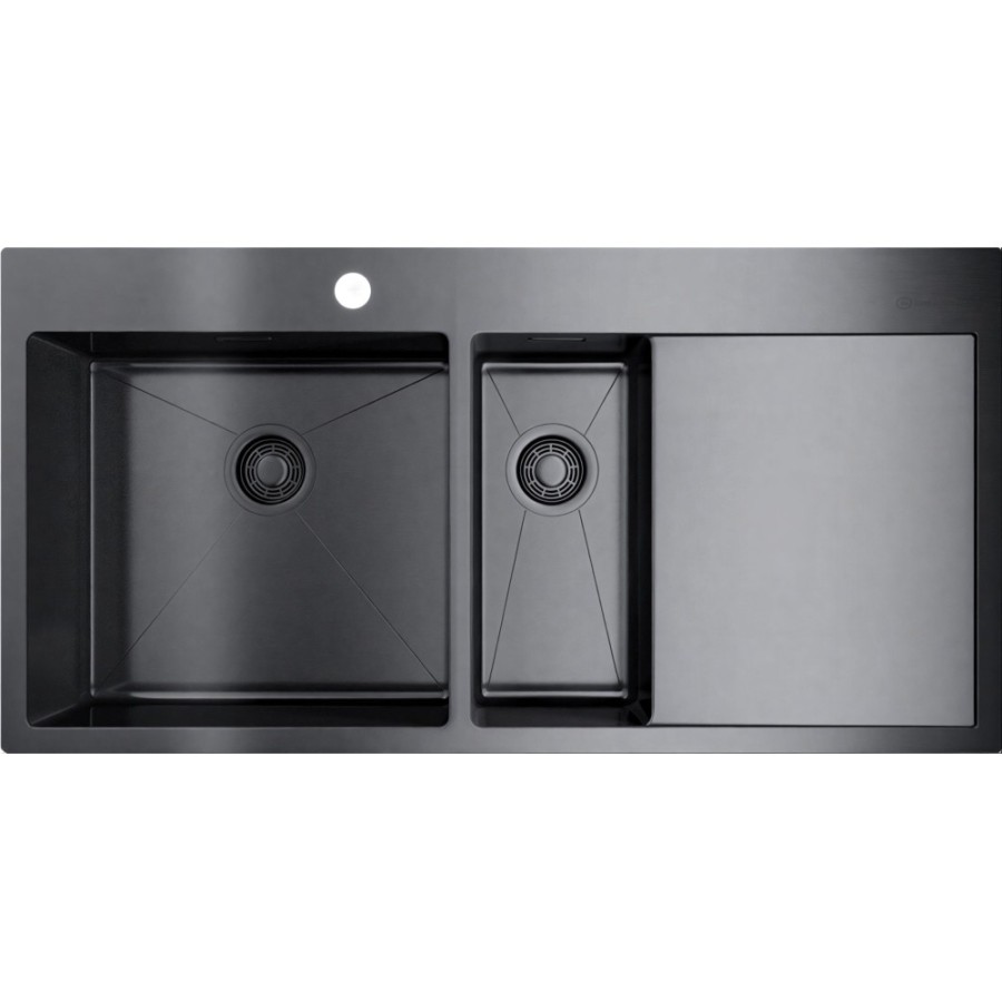 Мойка кухонная Omoikiri Akisame 100-2-GM-L 4973103 воронёная сталь, gunmetal