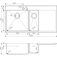 Мойка кухонная Omoikiri Akisame 100-2-IN-L 4973544 нержавеющая сталь