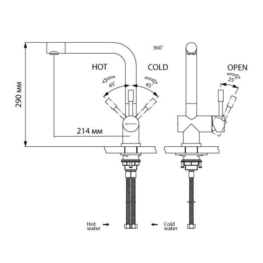Смеситель Omoikiri Koriyama-S OKO-IN-35-S, 4991006