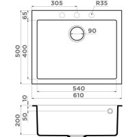 Мойка кухонная Omoikiri Daisen 61-BL 4991209, 61 см, tetogranit, черный