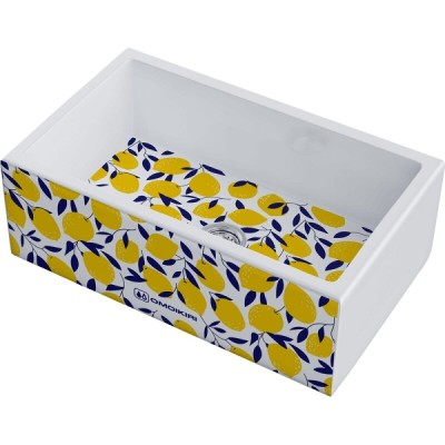 Мойка кухонная Omoikiri Mikura 76-Lemon 4993020, 76 см, natceramic, цвет белый с принтом