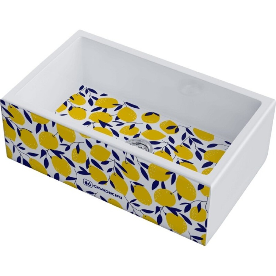 Мойка кухонная Omoikiri Mikura 76-Lemon 4993020, 76 см, natceramic, цвет белый с принтом